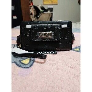 XOXO- black zip around wristlet wallet